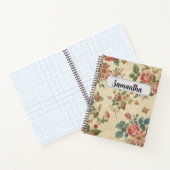Custom name vintage floral notitieboek (Binnen)