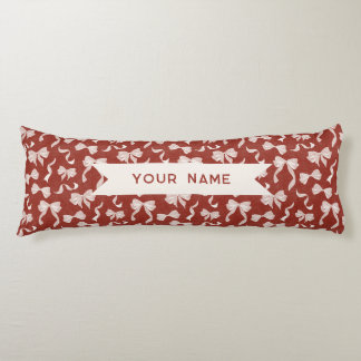 Custom Name Vintage Ribbon & Bows (Cream Red) Lichaamskussen