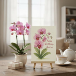 Custom Name Vintage Watercolor Birthday Card  Feestdagenkaart