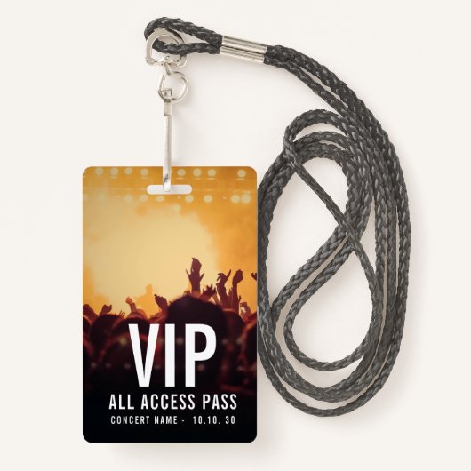 Custom Name VIP All Access Pass Concert Badge (Voorkant met draagriem)