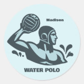 Custom Name Water Polo Ronde Sticker (Voorkant)