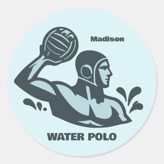 Custom Name Water Polo Ronde Sticker (Voorkant)