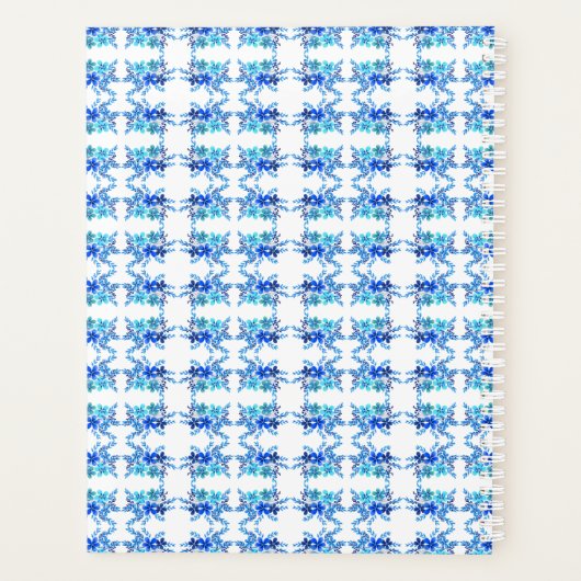 Custom Name Watercolor Blue Floral Planner (Achterkant)