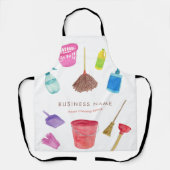 Custom Name Watercolor Cleaning Business Apron Schort (Voorkant)