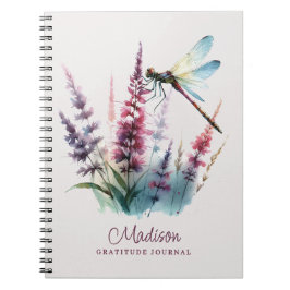 Custom Name Watercolor Dragonfly Gratitude Journal Notitieboek