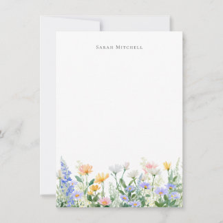 Custom Name Watercolor Garden Floral Note card Notitiekaartje