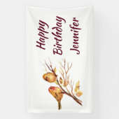 Custom Name Watercolor Sparrow Little Birds Spandoek (Verticaal)