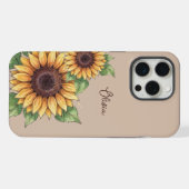 Custom Name Watercolor Sunflower Rustic iPhone Hoesje (Achterkant horizontaal)