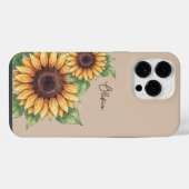 Custom Name Watercolor Sunflower Rustic iPhone Hoesje (Achterkant horizontaal)