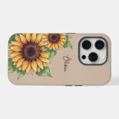 Custom Name Watercolor Sunflower Rustic iPhone Hoesje (Achterkant horizontaal)