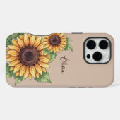 Custom Name Watercolor Sunflower Rustic iPhone Hoesje (Achterkant horizontaal)