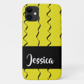 Custom name wavy lines on yellow Case-Mate iPhone case (Achterkant)