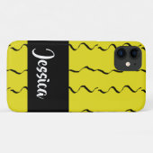 Custom name wavy lines on yellow Case-Mate iPhone case (Achterkant (horizontaal))