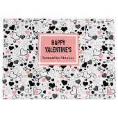 Custom Name Wedding Heart Sketch Gift Wrapping Bag Groot Cadeauzakje (Achterkant)