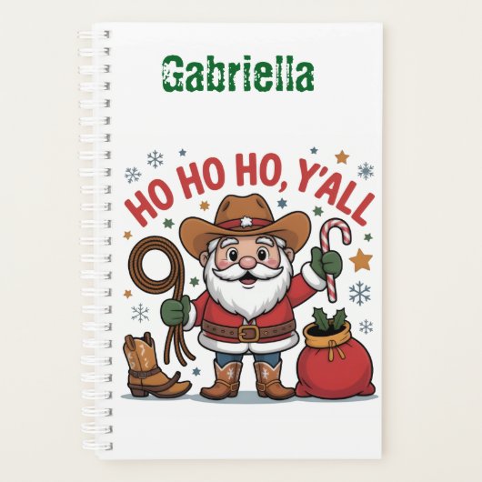 Custom name western themed Santa Christmas Planner (Voorkant)