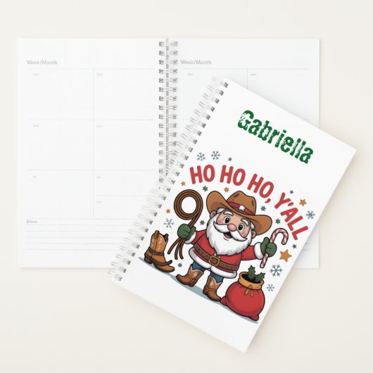 Custom name western themed Santa Christmas Planner (Display)