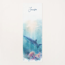 Custom Name Whale Shark Ocean Coral Reef  Yogamat
