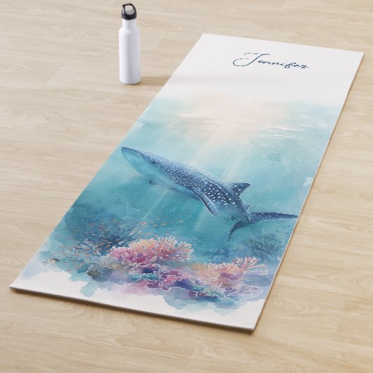 Custom Name Whale Shark Ocean Coral Reef  Yogamat (In situ)
