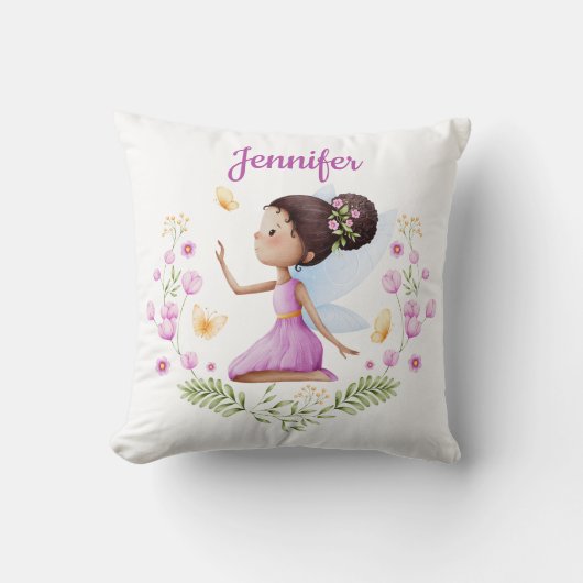 Custom Name Whimsical Nursery Fairy Pillow Kussen (Voorkant)
