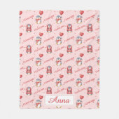 Custom Name Whimsical Penguin Kids Fleece Blanket (Voorkant)