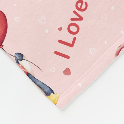 Custom Name Whimsical Penguin Kids Fleece Blanket (Hoek)