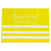 custom name white and yellow birthday groot cadeauzakje (Voorkant)