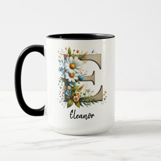 Custom Name Wildflower Monogram Mug for Women Mok (Links)