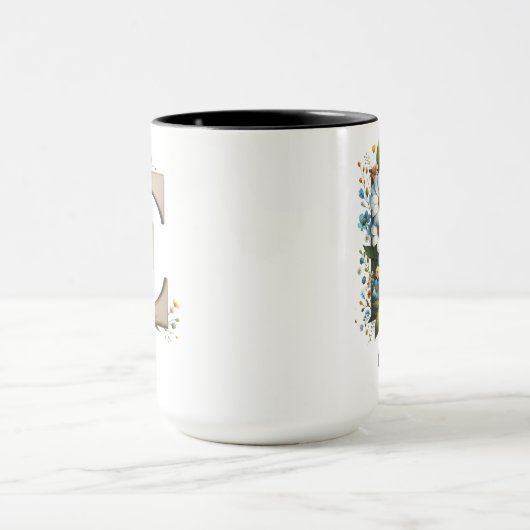 Custom Name Wildflower Monogram Mug for Women Mok (Midden)