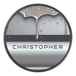 Custom Name With Dripping Liquid Metal Hockey Puck