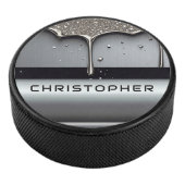 Custom Name With Dripping Liquid Metal Hockey Puck (3/4)