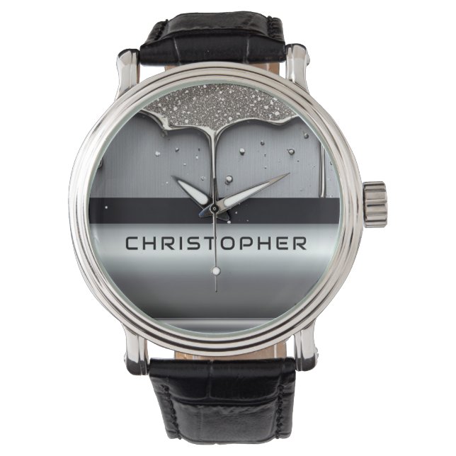 Custom Name With Dripping Liquid Metal Horloge (Voorkant)
