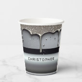 Custom Name With Dripping Liquid Metal Papieren Bekers (Achterkant)