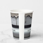 Custom Name With Dripping Liquid Metal Papieren Bekers (Rechts)