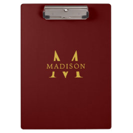 Custom Name with Monogram Maroon Professional Klembord