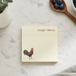 Custom Name with Vintage Rooster Art Sticky Notes