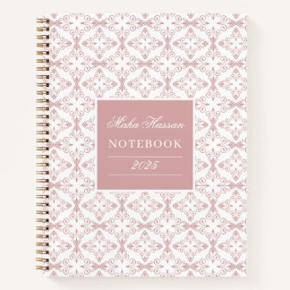Custom Name & Year Dusty Rose Vector Pattern Notitieboek