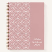Custom Name & Year Dusty Rose Vector Pattern Notitieboek (Voorkant)