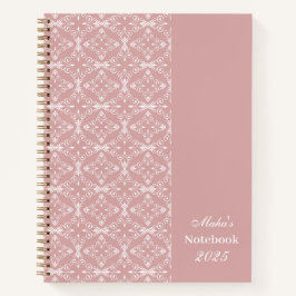 Custom Name & Year Dusty Rose Vector Pattern Notitieboek