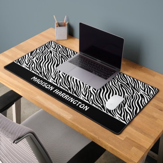 Custom Name Zebra Pattern Bureaumat (Kantoor 2)