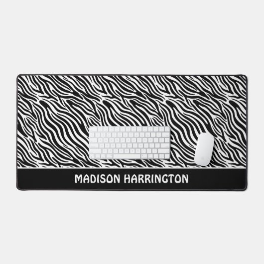 Custom Name Zebra Pattern Bureaumat (Keyboard & Muis)