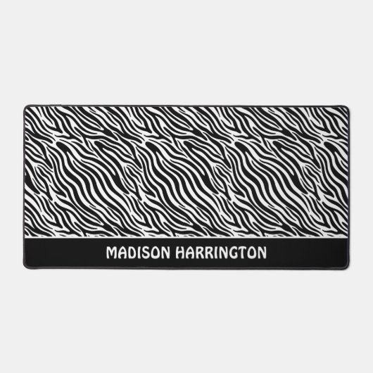 Custom Name Zebra Pattern Bureaumat (Voorkant)