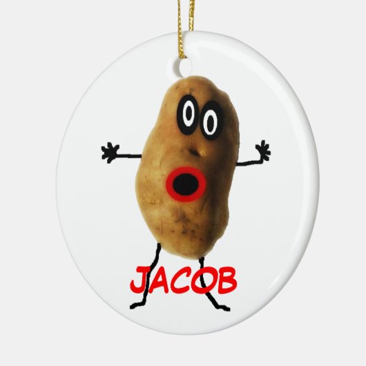 Custom Named Potato Cartoon Keramisch Ornament (Links)