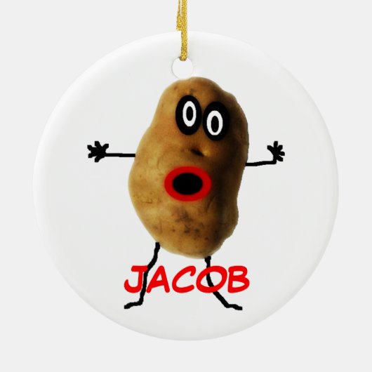 Custom Named Potato Cartoon Keramisch Ornament (Achterkant)