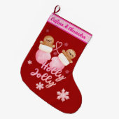 Custom Names Gingerbread Girls Holly Jolly Grote Kerstsok (Voorkant (Hangend))