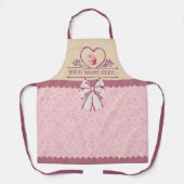 Custom Name's Keuken Roze Cupcake en Elegant Bow Schort (Voorkant)