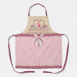 Custom Name's Keuken Roze Cupcake en Elegant Bow Schort