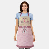 Custom Name's Keuken Roze Cupcake en Elegant Bow Schort (Gedragen)