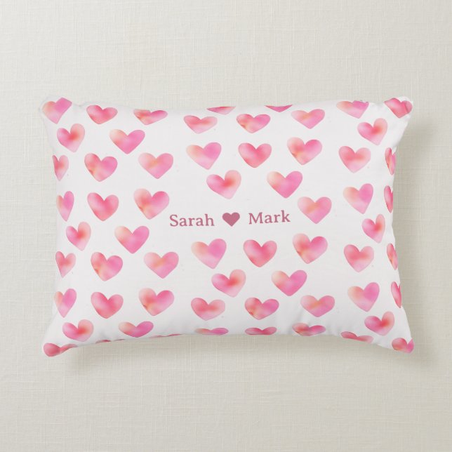 Custom Names Romantic Pink Love Design -  Accent Kussen (Voorkant)