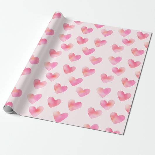 Custom Names Romantic Pink Love Design -  Cadeaupapier (Uitgerold)