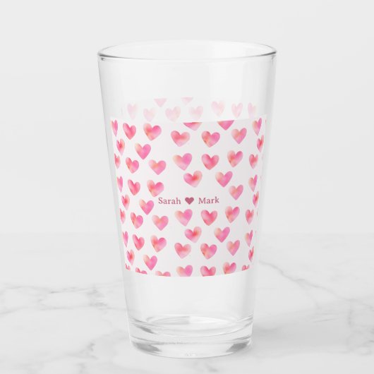 Custom Names Romantic Pink Love Design - Glas (Voorkant)